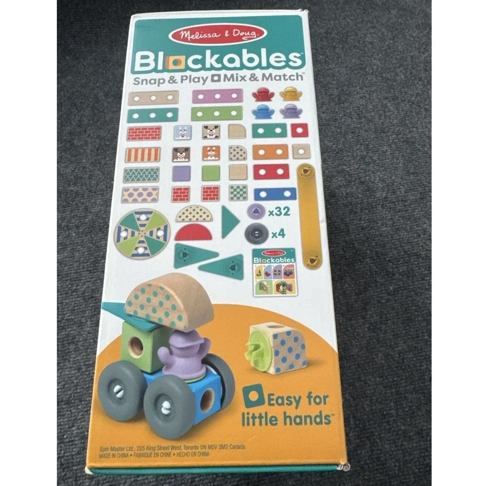 Melissa & Doug Blockables Snap & Play Town Wooden Building Set 73pc 50279 NEW